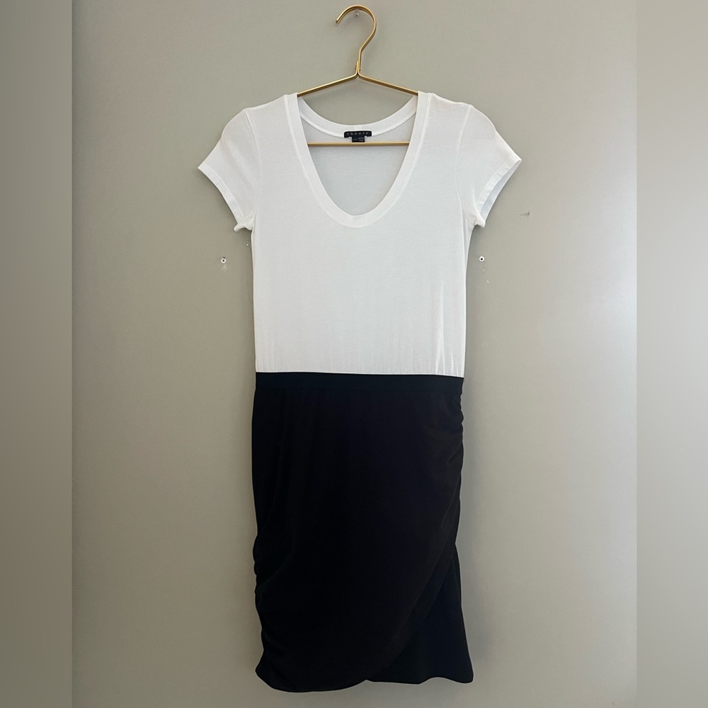 Theory White and Black Pima Cotton Dress